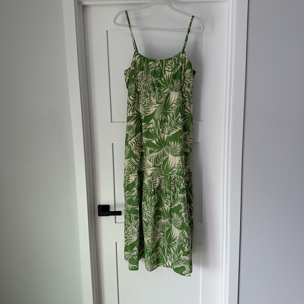 Sanctuary Green and White Leaf Print Dress